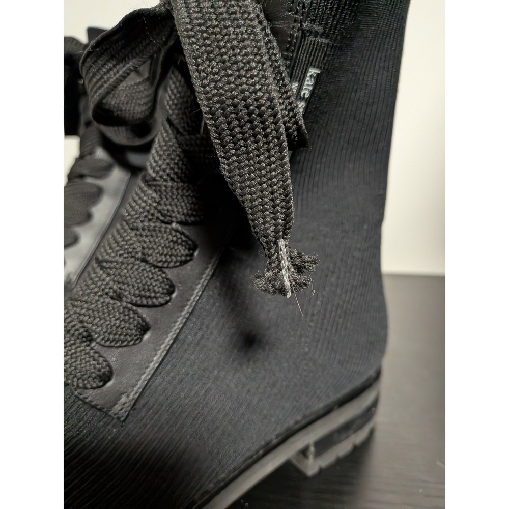 Kate Spade New York Knit Combat Boots Black Ribbed Lace Up Lug Sole Womens 8B - Picture 9 of 14